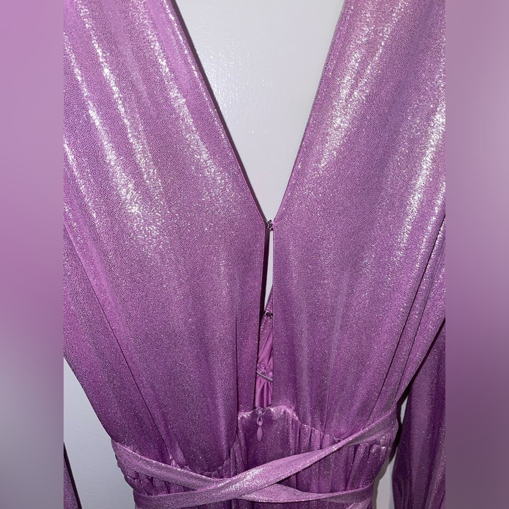 New! Bronx and Banco Zoe Lilac Metallic Maxi Gown💜 Purple/Pink 💜 Medium - Picture 14 of 16